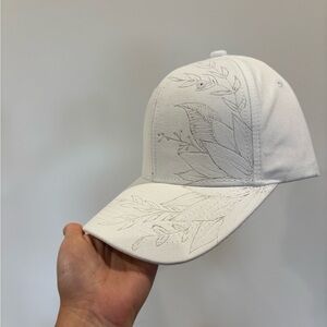 Floral Hand Burned White Cap